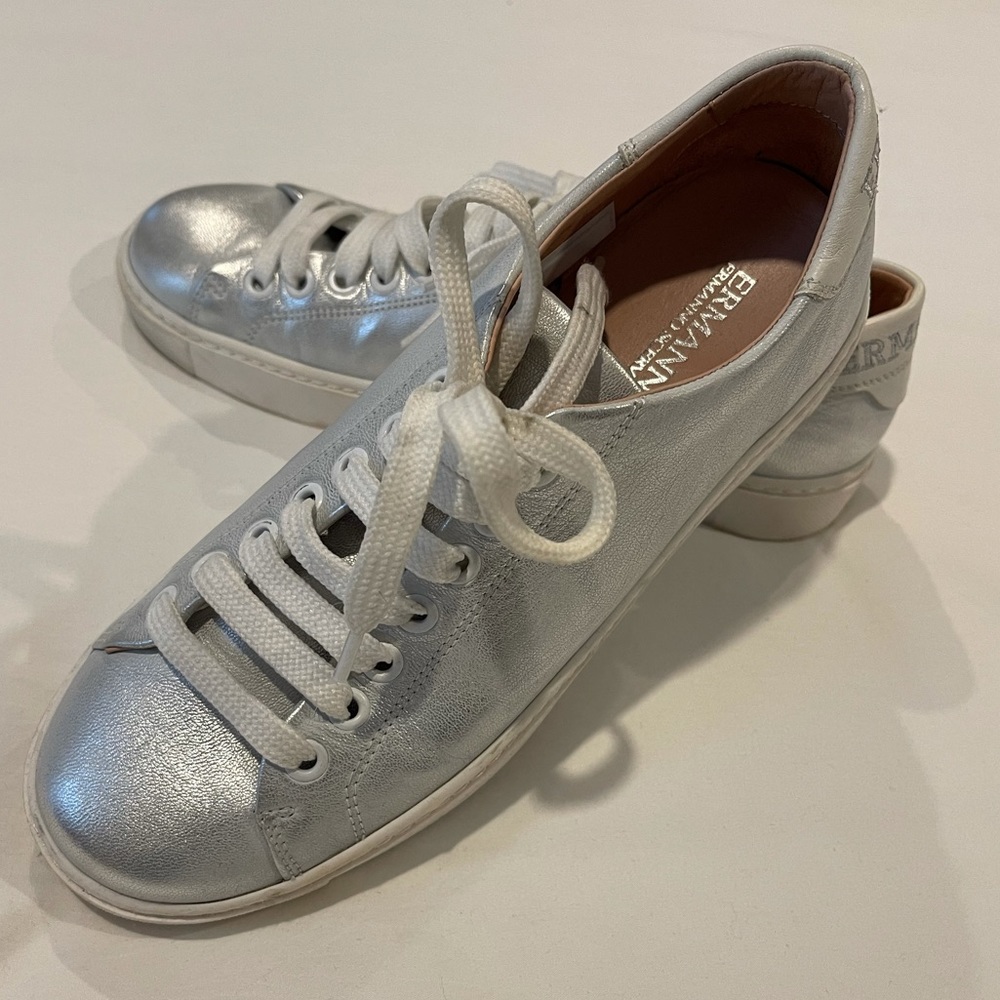Ermanno Scervino Silver Leather Sneakers size 38